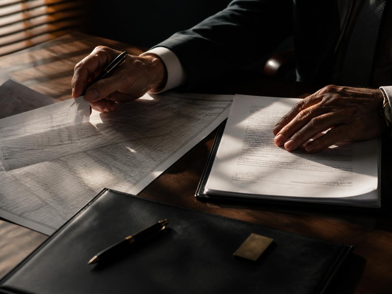 Financial documents, capital schedules and a coordination memo laid out on a conference table